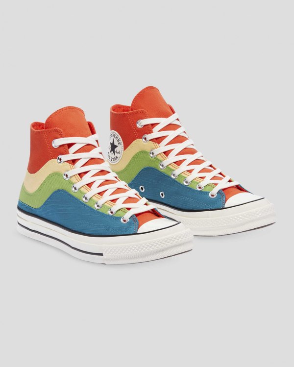 Converse Chuck 70 National Parks Blå Grøn Orange Sko Danmark - Converse Høje Sneakers Herre - 47138X